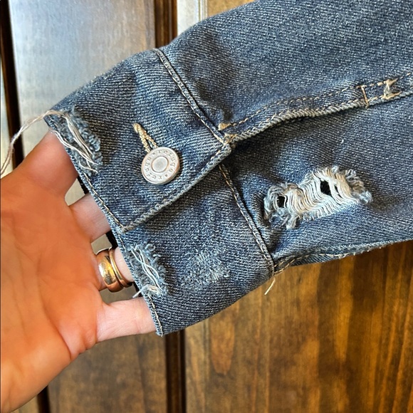 Refuge Distressed Blue Denim Jacket - Picture 11 of 11